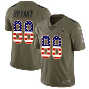 Men's  Dallas Cowboys #88 Dez Bryant 2017 Salute to Service Olive USA Flag Stitched NFL Limited Jersey