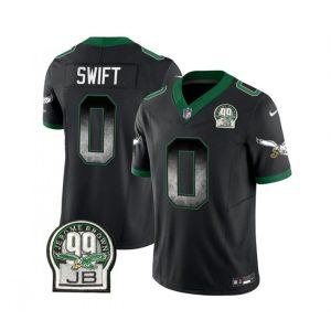 Men's Philadelphia Eagles #0 D'Andre Swift Black 2023 F.U.S.E. Throwback Vapor Untouchable Limited Stitched Football Jersey
