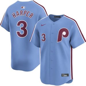Men's Philadelphia Phillies #3 Bryce Harper Blue Cool Base Stitched Jersey