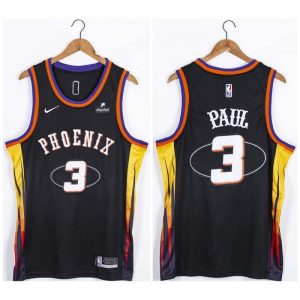 Men's Phoenix Suns #3 Chris Paul Black 75th Anniversary Stitched Jersey