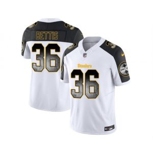 Men's Pittsburgh Steelers #36 Jerome Bettis White/Black 2023 F.U.S.E. Smoke  Vapor Untouchable Limited Stitched Jersey