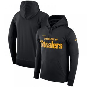 Men's Pittsburgh Steelers  Black Sideline Property Of Performance Pullover Hoodie