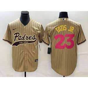 Men's San Diego Padres #23 Fernando Tatis Jr. Tan Cool Base Stitched Baseball Jersey