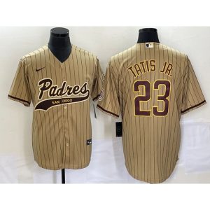 Men's San Diego Padres #23 Fernando Tatis Jr. Tan Cool Base Stitched Baseball Jersey