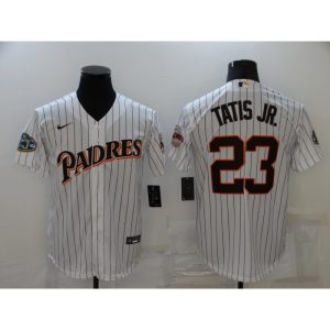 Men's San Diego Padres #23 Fernando Tatis Jr. White Cool Base Stitched Jersey