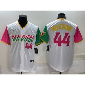 Men's San Diego Padres #44  Joe Musgrove 2022 White City Connect Cool Base Stitched Jersey