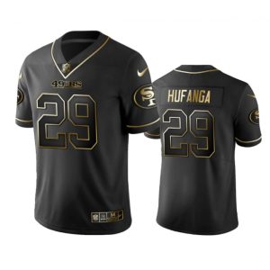 Men's San Francisco 49ers #29 Talanoa Hufanga Black Golden Edition Limited Stitched Jersey