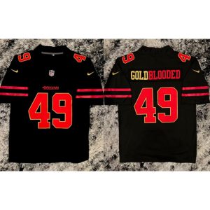 Men's San Francisco 49ers #49 GoldBlooded Black Stitched Jersey