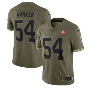 Men's San Francisco 49ers #54 Fred Warner Olive 2022 Salute To Service Limited Stitched Jersey