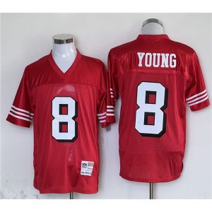 Men's San Francisco 49ers #8 Steve Young Red Stitched Football Jersey