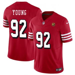 Men's San Francisco 49ers #92 Chase Young New Red 2023 F.U.S.E. With John Madden Patch Vapor Limited Stitched Football Jersey