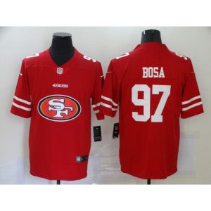 Men's San Francisco 49ers #97 Nick Bosa Red 2020 Team Big Logo Limited Stitched Jersey