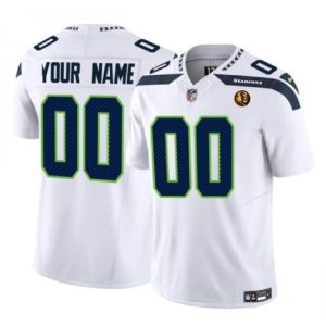 Men's Seattle Seahawks Active Player Custom White 2023 F.U.S.E. With John Madden Patch Vapor Limited Stitched Football Jersey