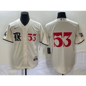 Men's Texas Rangers #53 Adolis Garcia Cream 2023 City Connect Cool Base With Patch Stitched Baseball  Jersey