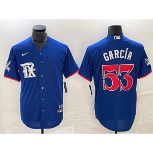 Men's Texas Rangers #53 Adolis Garcia Royal City Connect Stitched Baseball  Jersey