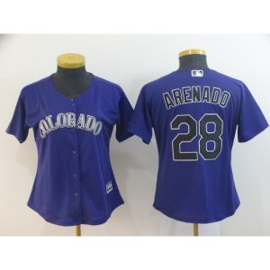Men's  Colorado Rockies #28 Nolan Arenado Purple Cool Base Stitched MLB Jersey