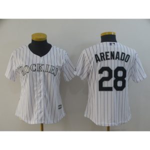 Men's  Colorado Rockies #28 Nolan Arenado White Cool Base Stitched MLB Jersey