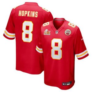 Men's Kansas City Chiefs #8 DeAndre Hopkins  Red Super Bowl LIX Game Player Jersey