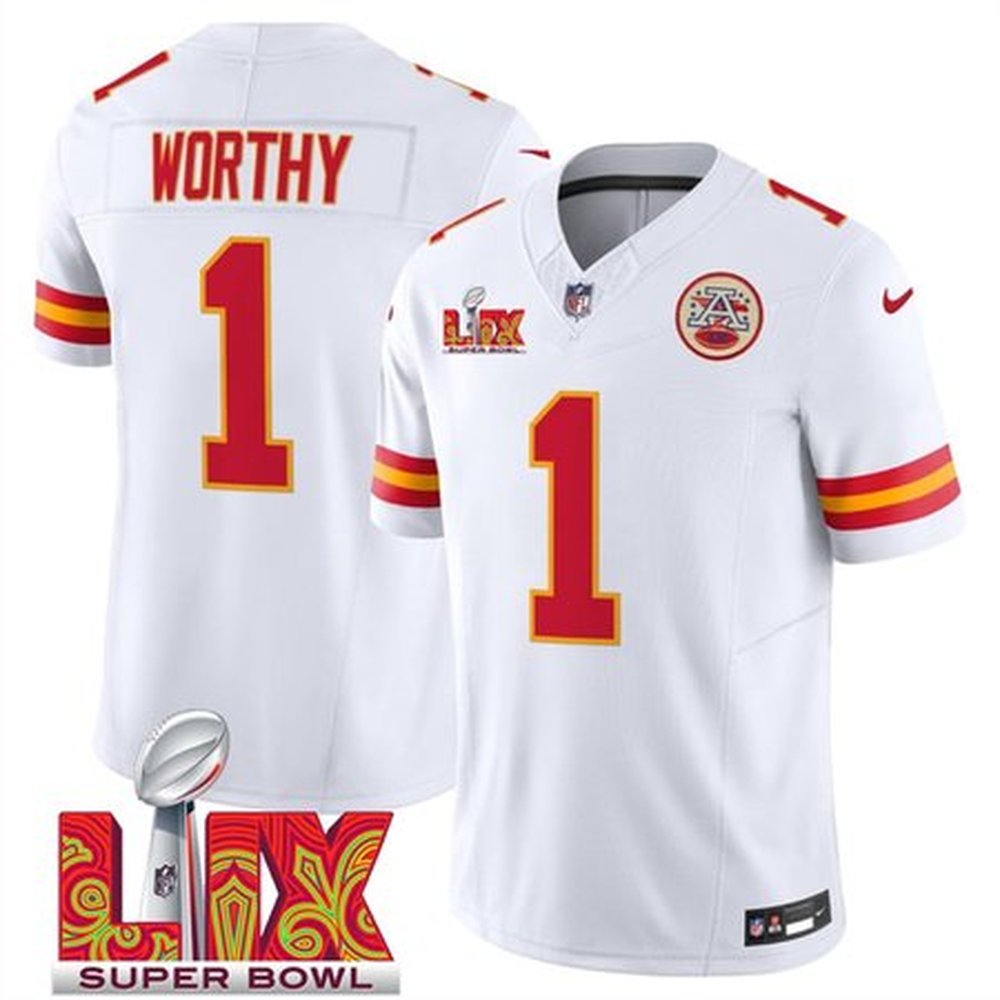 Mens20Kansas20City20Chiefs20P120Xavier20Worthy20White20202520Super20Bowl20LIX20Patch20F.U.S.E.20Vapor20Limited20Stitched20Football20Jersey.jpg