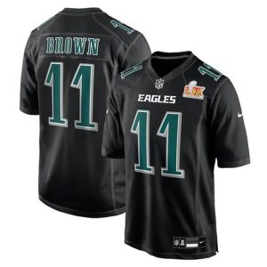 Men's Philadelphia Eagles #11 A.J. Brown  Carbon Black Super Bowl LIX Fashion Game Player Jersey