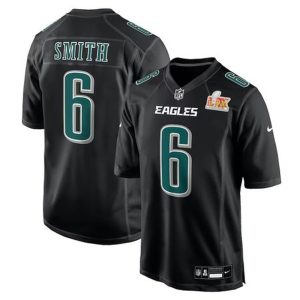 Men's Philadelphia Eagles #6 DeVonta Smith  Carbon Black Super Bowl LIX Fashion Game Player Jersey
