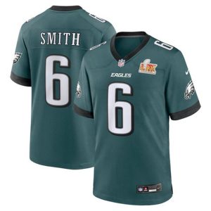 Men's Philadelphia Eagles #6 DeVonta Smith  Midnight Green Super Bowl LIX Game Player Jersey