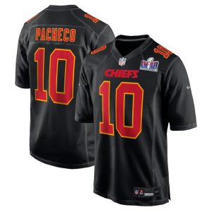 Men's Kansas City Chiefs #10 Isiah Pacheco  Black Super Bowl LVIII Carbon Fashion Game Player Jersey