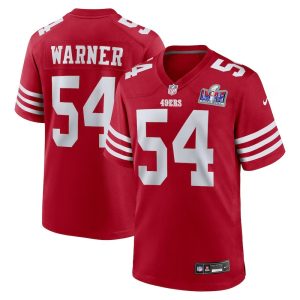 Men's San Francisco 49ers #54 Fred Warner  Scarlet Super Bowl LVIII Game Jersey
