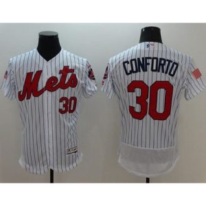 Mets #30 Michael Conforto White(Blue Strip) Fashion Stars & Stripes Flexbase Authentic Stitched MLB Jersey