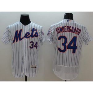 Mets #34 Noah Syndergaard White(Blue Strip) Flexbase Authentic Collection Stitched MLB Jersey