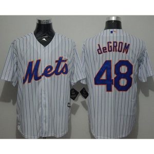 Mets #48 Jacob DeGrom White(Blue Strip) New Cool Base Stitched MLB Jersey