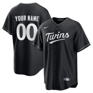 Men's Minnesota Twins Nike Custom Black Lights Out Replica Jersey