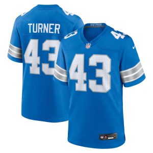 Men's Detroit Lions James Turner   Blue Game Jersey