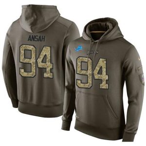 NFL Men's  Detroit Lions #94 Ziggy Ansah Stitched Green Olive Salute To Service KO Performance Hoodie