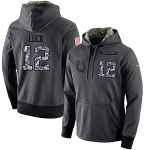 NFL Men's  Indianapolis Colts #12 Andrew Luck Stitched Black Anthracite Salute to Service Player Performance Hoodie