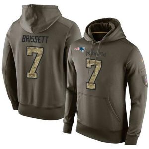 NFL Men's  New England Patriots #7 Jacoby Brissett Stitched Green Olive Salute To Service KO Performance Hoodie