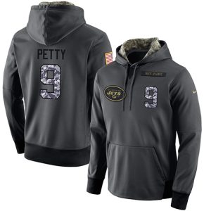 NFL Men's  New York Jets #9 Bryce Petty Stitched Black Anthracite Salute to Service Player Performance Hoodie
