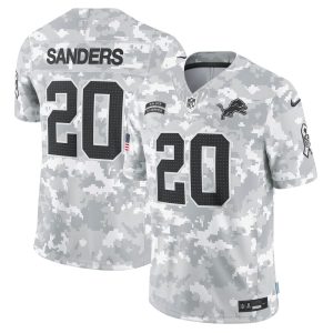 Men's Detroit Lions #20 Barry Sanders  Arctic Camo 2024 Salute to Service Retired Player Limited Jersey