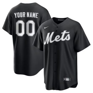 Men's New York Mets Nike Custom Black Lights Out Replica Jersey
