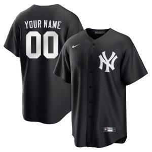 Men's New York Yankees Nike Custom Black Lights Out Replica Jersey
