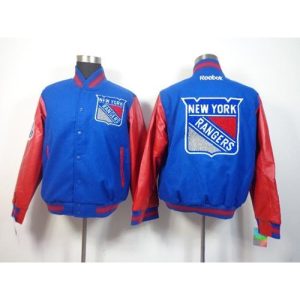 New York Rangers Satin Button-Up Blue NHL Jacket