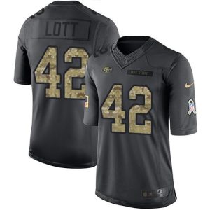 49ers #42 Ronnie Lott Black Men's Stitched NFL Limited 2016 Salute to Service Jersey