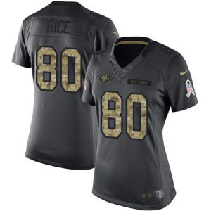 49ers #80 Jerry Rice Black Women's Stitched NFL Limited 2016 Salute to Service Jersey