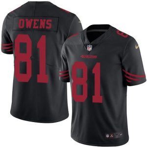 49ers #81 Terrell Owens Black Men's Stitched NFL Limited Rush Jersey