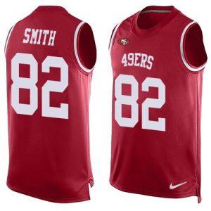 49ers #82 Torrey Smith Red Team Color Men's Stitched NFL Limited Tank Top Jersey