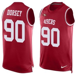 49ers #90 Glenn Dorsey Red Team Color Men's Stitched NFL Limited Tank Top Jersey
