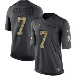 Bengals #7 Boomer Esiason Black Youth Stitched NFL Limited 2016 Salute to Service Jersey