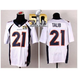 Broncos #21 Aqib Talib White Super Bowl 50 Men's Stitched NFL New Elite Jersey