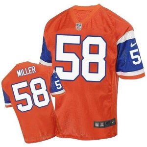 Broncos #58 Von Miller Orange Throwback Men's Stitched NFL Elite Jersey