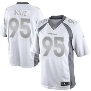Broncos #95 Derek Wolfe White Men's Stitched NFL Limited Platinum Jersey